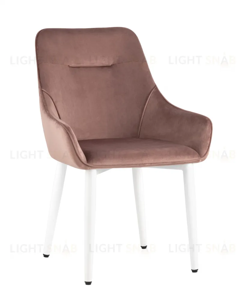 Стул Диана велюр пыльно-розовый ножки белые УТ000031293