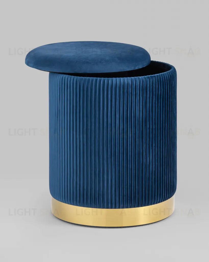 Пуф Шарлотта с ящиком велюр синий УТ000025561