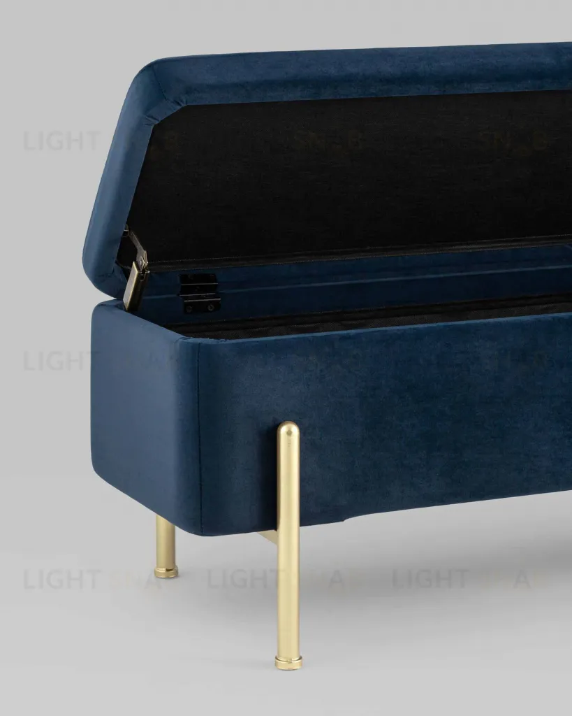 Банкетка Болейн с ящиком велюр синий УТ000025573