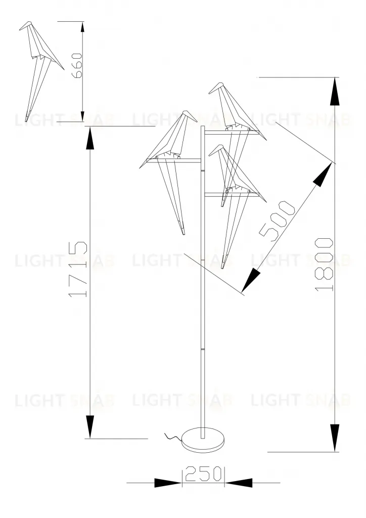 Светодиодный торшер Moderli V3075-3FL origami Birds 3*LED*6W УТ000024019