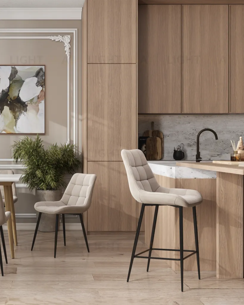 Стул барный Флекс велюр бежевый УТ000025266