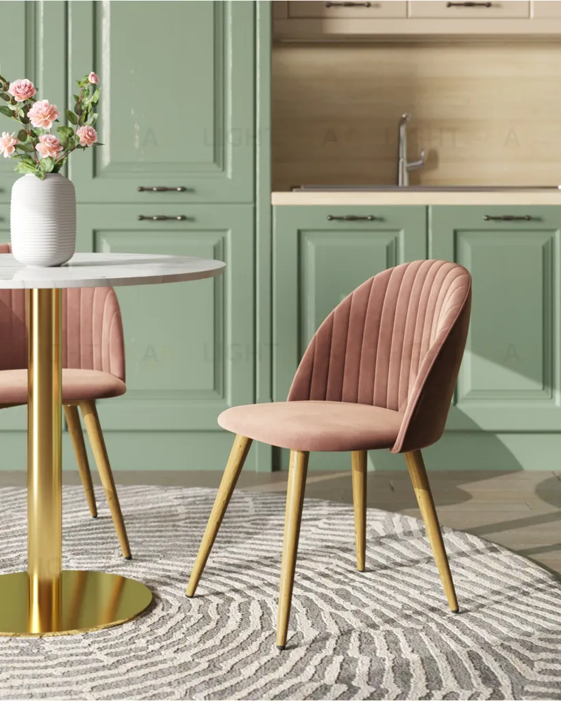 Стул Лион Страйпс велюр розовый УТ000004869