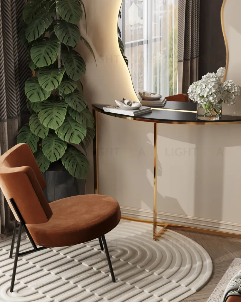 Консоль полукруглая АЛЬБА 115*30 золото стекло черное УТ000004643