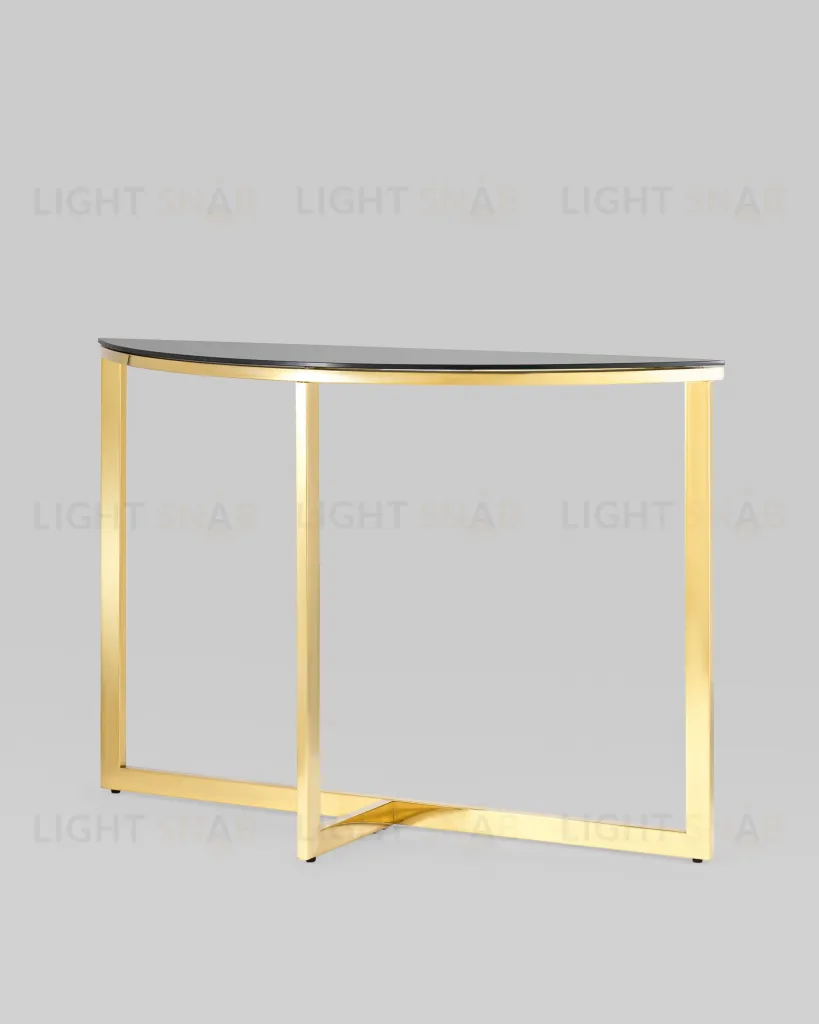 Консоль полукруглая АЛЬБА 115*30 золото стекло черное УТ000004643