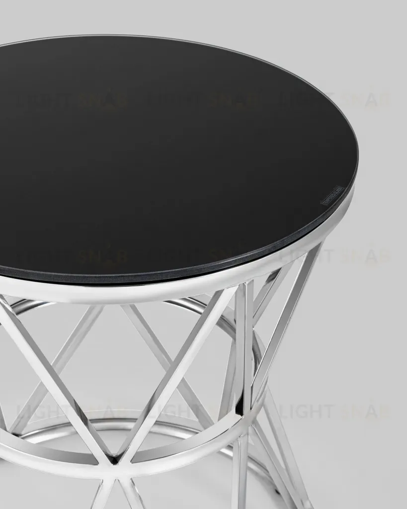 Журнальный стол 50*50 ВИВА серебро стекло черное УТ000004639