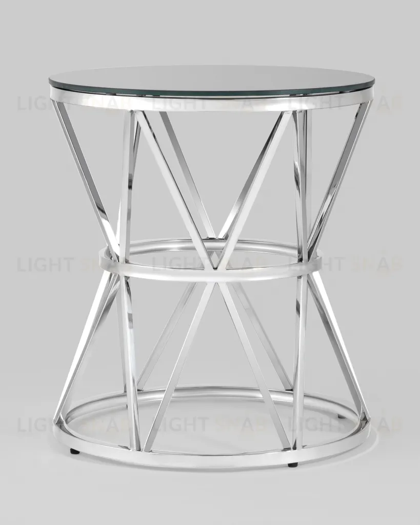 Журнальный стол 50*50 ВИВА серебро стекло черное УТ000004639