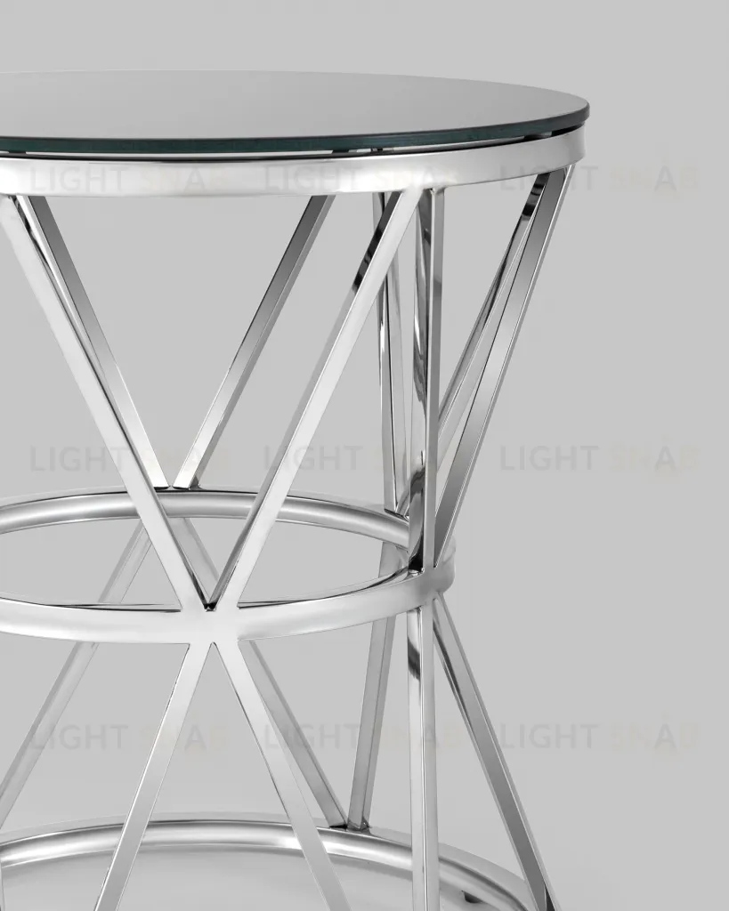 Журнальный стол 50*50 ВИВА серебро стекло черное УТ000004639