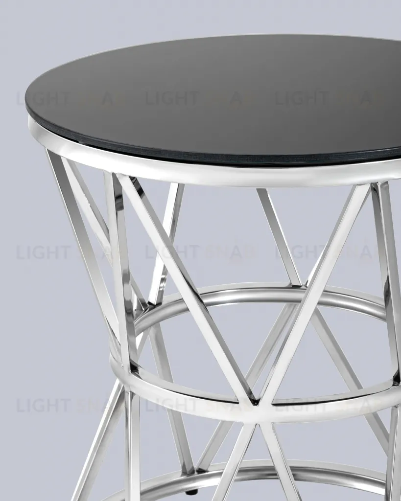 Журнальный стол 50*50 ВИВА серебро стекло черное УТ000004639