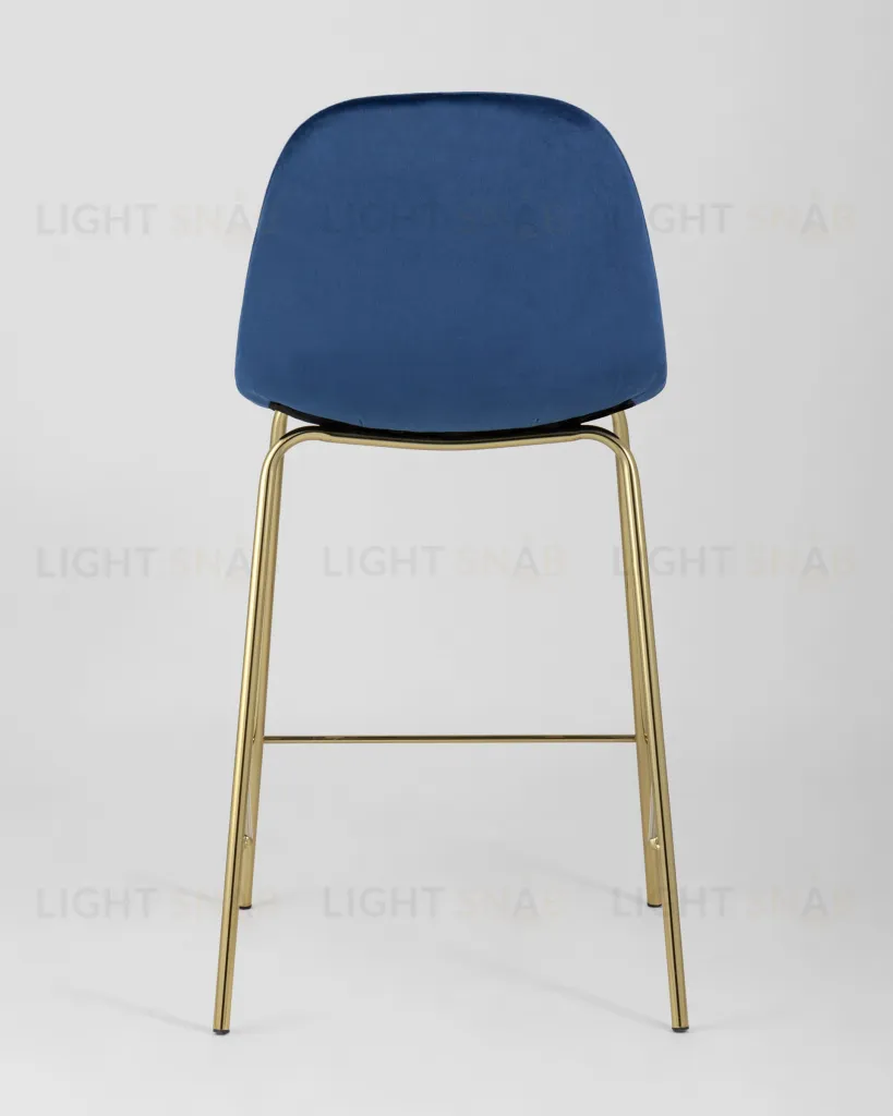 Стул полубарный Валенсия велюр синий золотые ножки УТ000004426