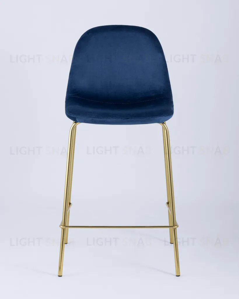 Стул полубарный Валенсия велюр синий золотые ножки УТ000004426