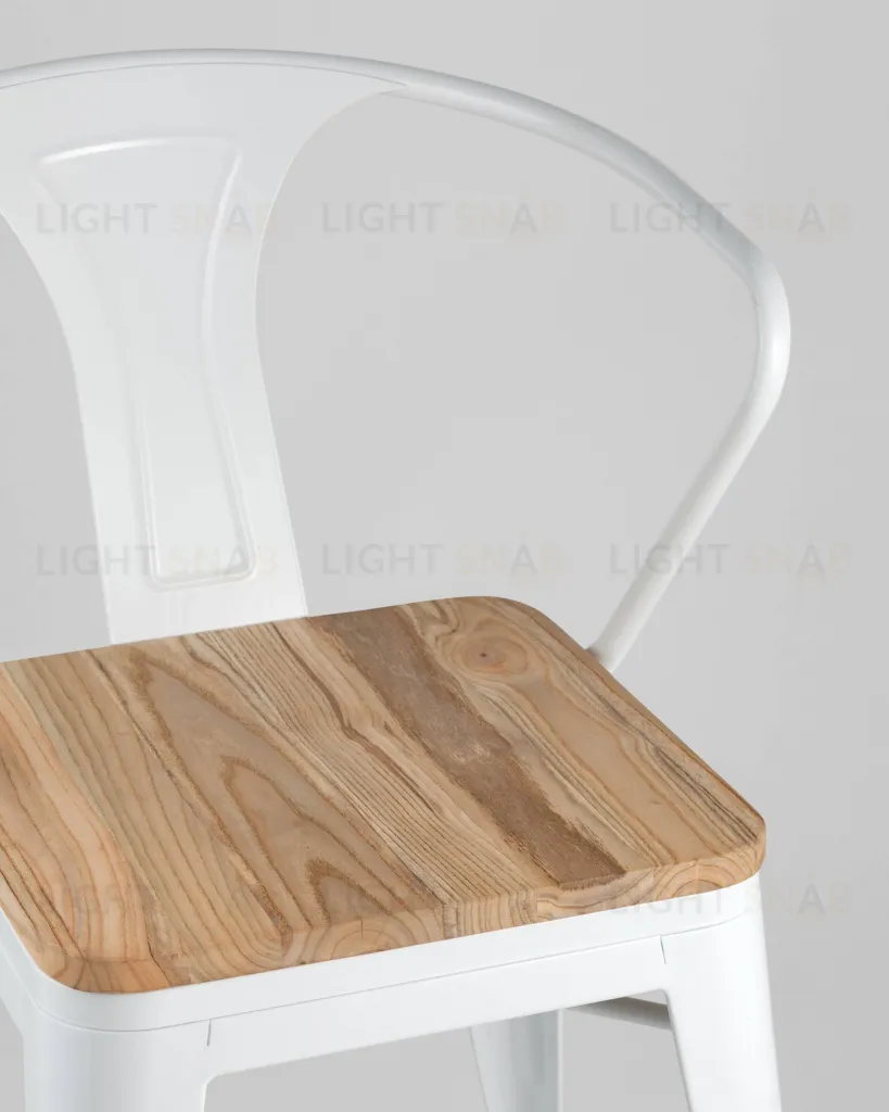 Стул TOLIX ARM WOOD с подлокотниками белый УТ000001863