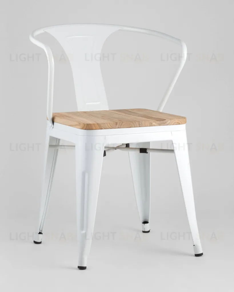 Стул TOLIX ARM WOOD с подлокотниками белый УТ000001863