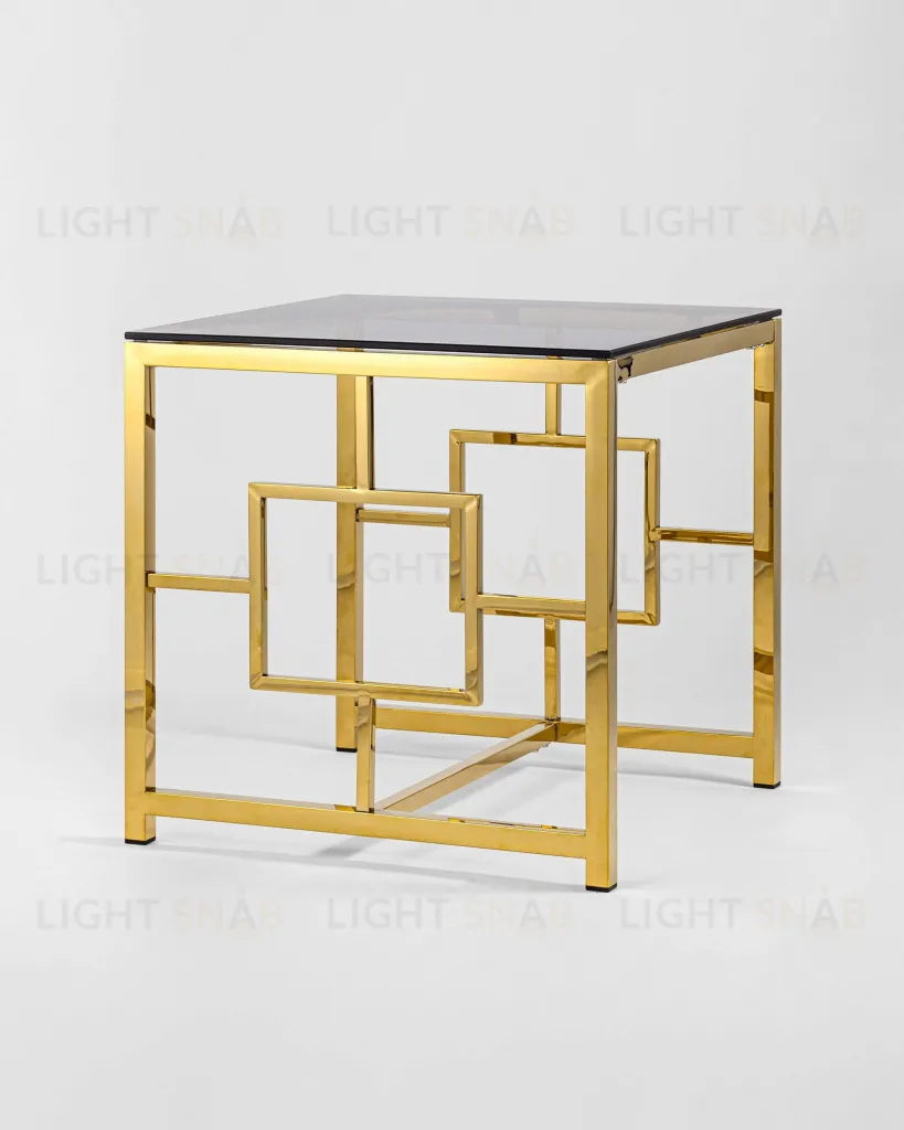 Журнальный столик 55*55 БРУКЛИН стекло smoke сталь золото УТ000001963