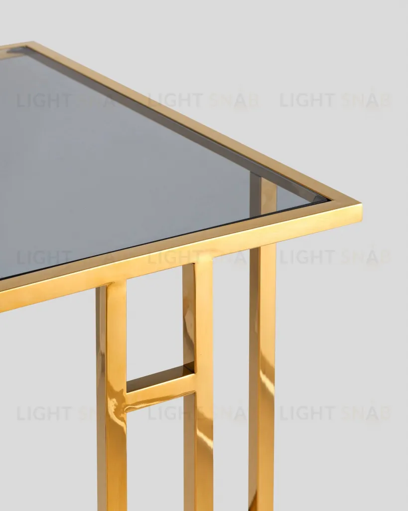 Журнальный столик 50*32 БОСТОН стекло smoke сталь золото УТ000001973