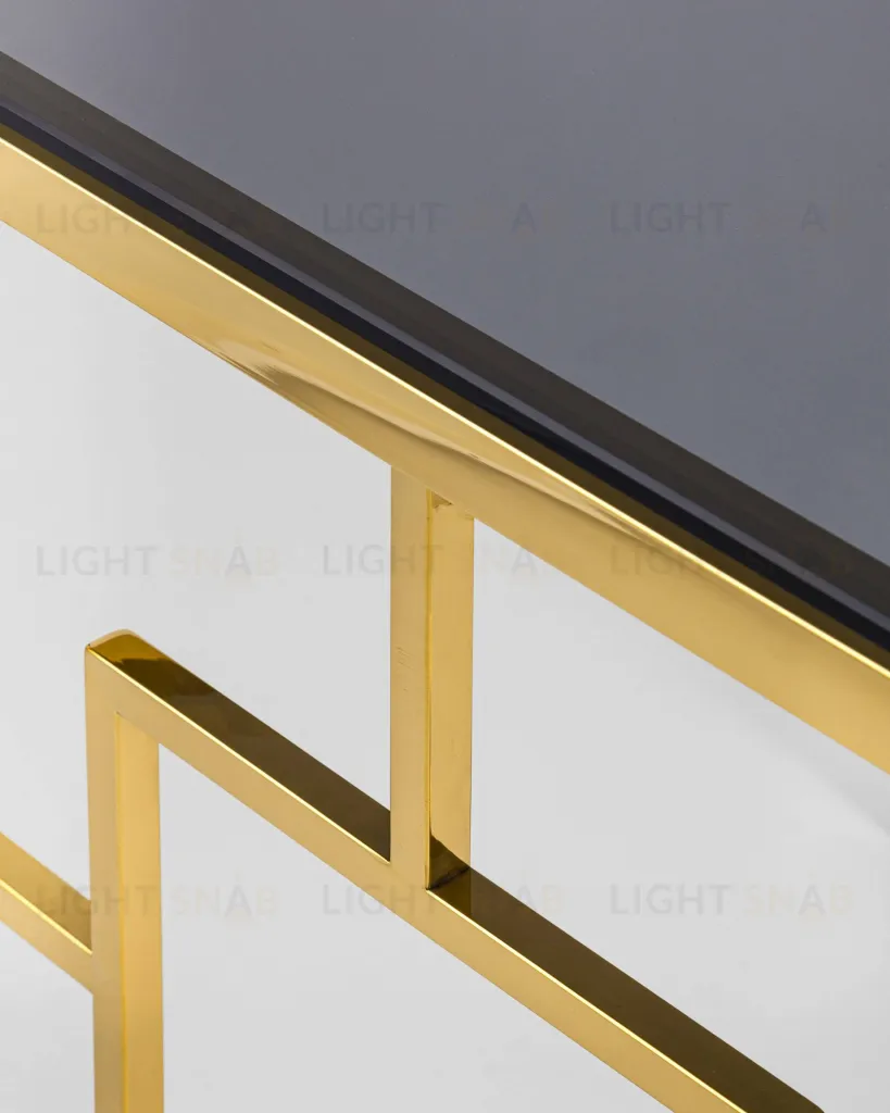 Журнальный столик 55*55 БРУКЛИН стекло smoke сталь золото УТ000001963