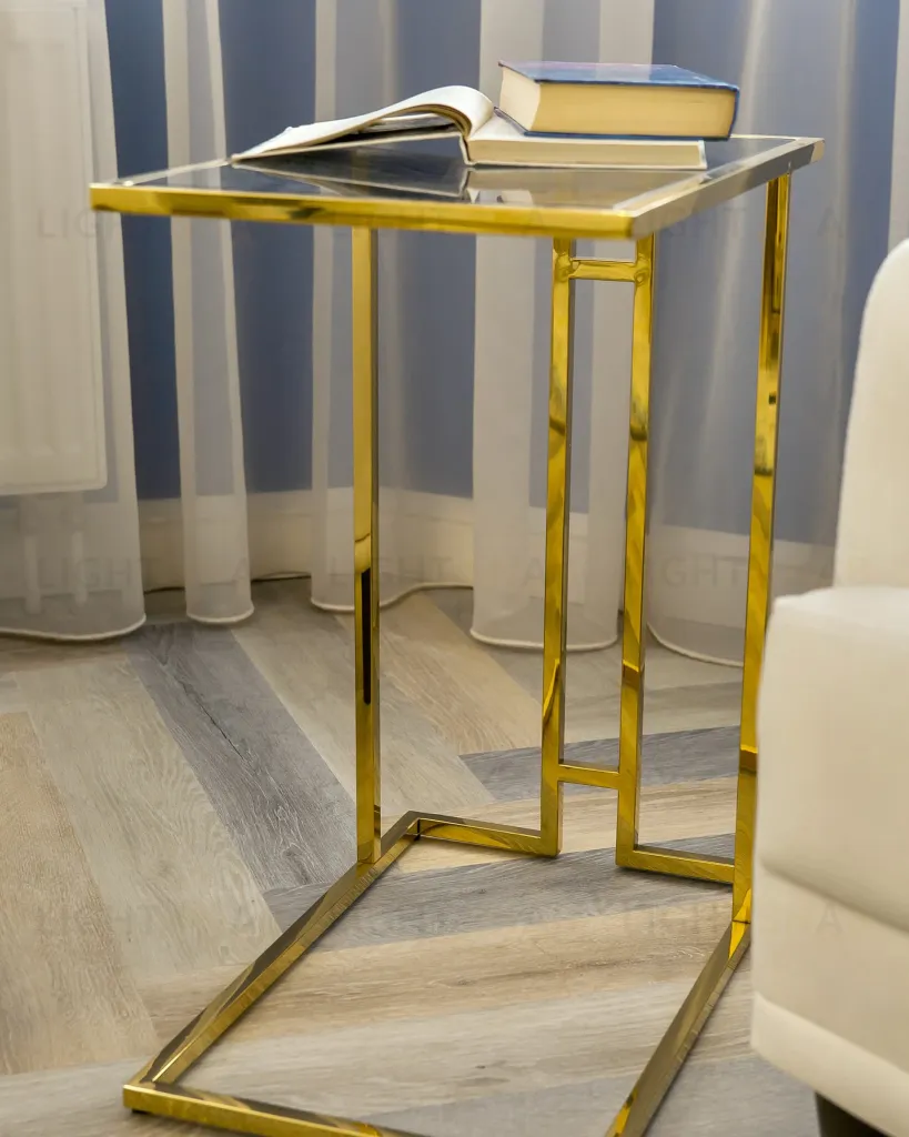 Журнальный столик 50*32 БОСТОН стекло smoke сталь золото УТ000001973