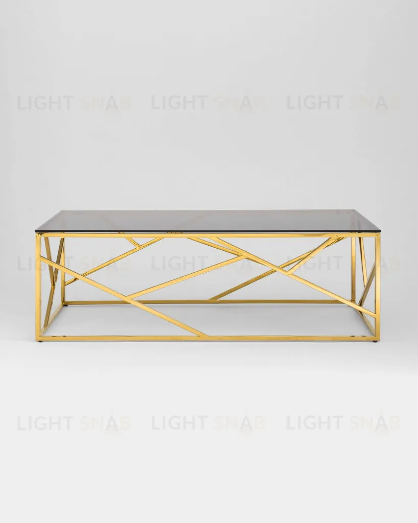 Журнальный стол 120*60 АРТ ДЕКО стекло smoke сталь золото УТ000001967