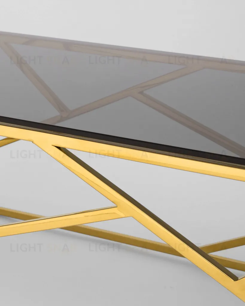 Журнальный стол 120*60 АРТ ДЕКО стекло smoke сталь золото УТ000001967