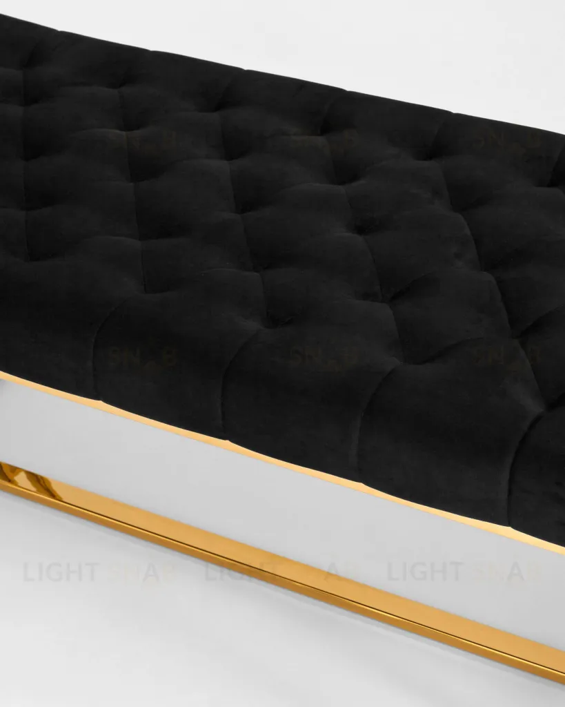 Банкетка-скамейка БРУКЛИН велюр черный сталь золото УТ000001486