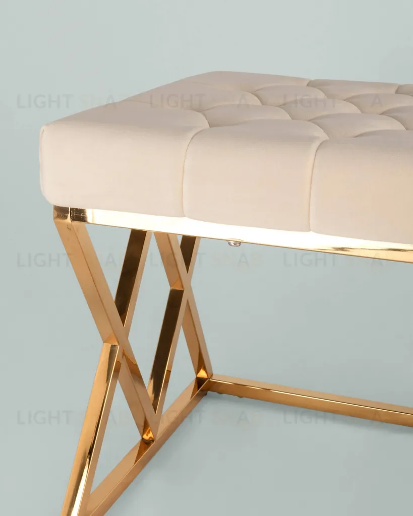 Банкетка ИНСИГНИЯ велюр бежевый сталь золото УТ000001877