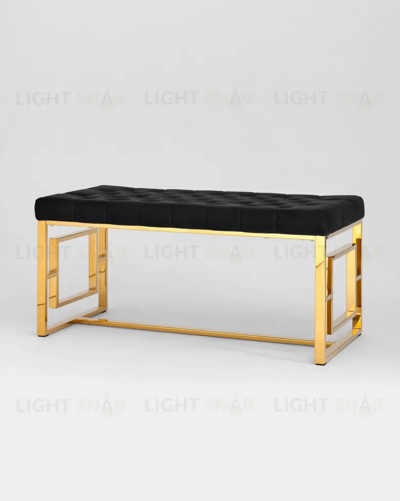 Банкетка-скамейка БРУКЛИН велюр черный сталь золото УТ000001486