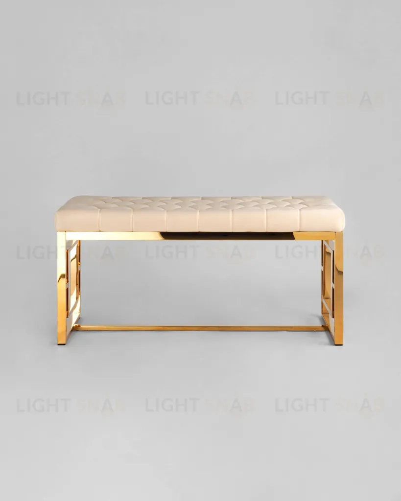 Банкетка-скамейка БРУКЛИН велюр бежевый сталь золото УТ000001879