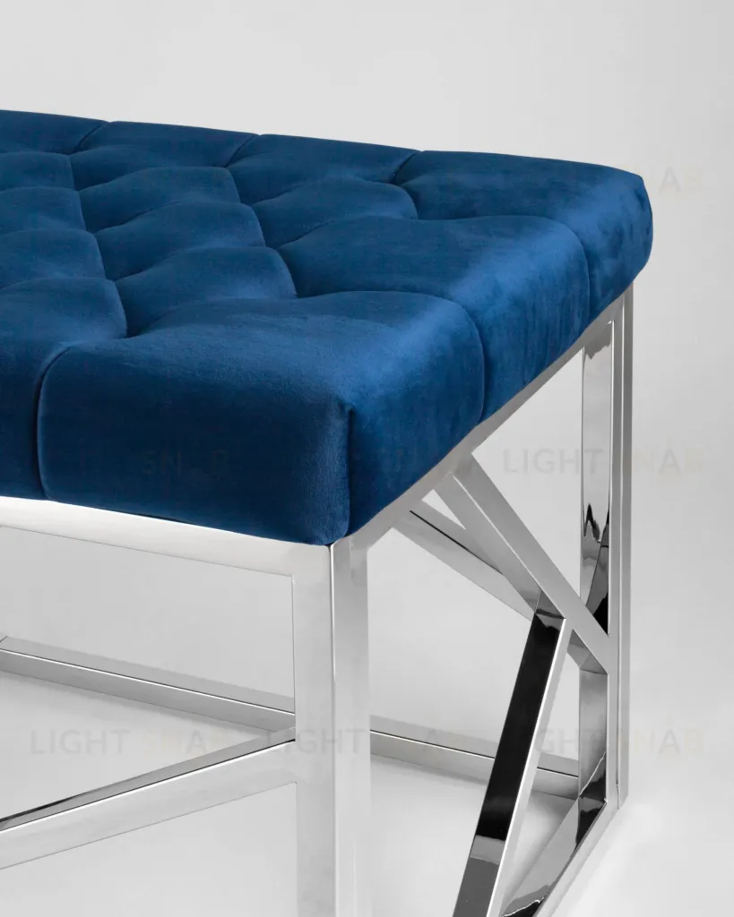 Банкетка-скамейка АРТ ДЕКО велюр синий сталь серебро УТ000001880