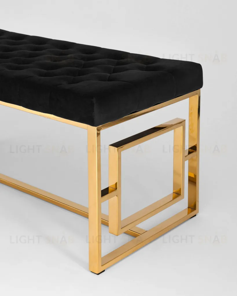 Банкетка-скамейка БРУКЛИН велюр черный сталь золото УТ000001486
