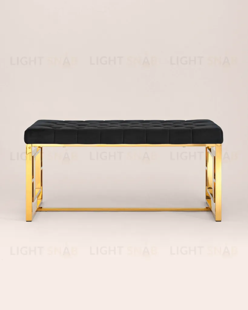 Банкетка-скамейка БРУКЛИН велюр черный сталь золото УТ000001486