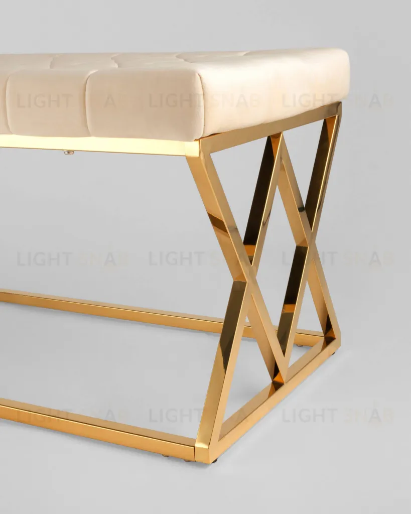 Банкетка ИНСИГНИЯ велюр бежевый сталь золото УТ000001877