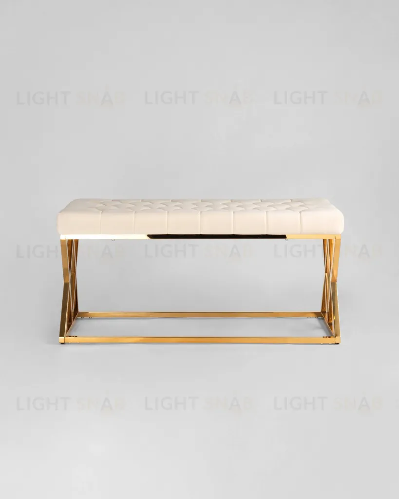 Банкетка ИНСИГНИЯ велюр бежевый сталь золото УТ000001877