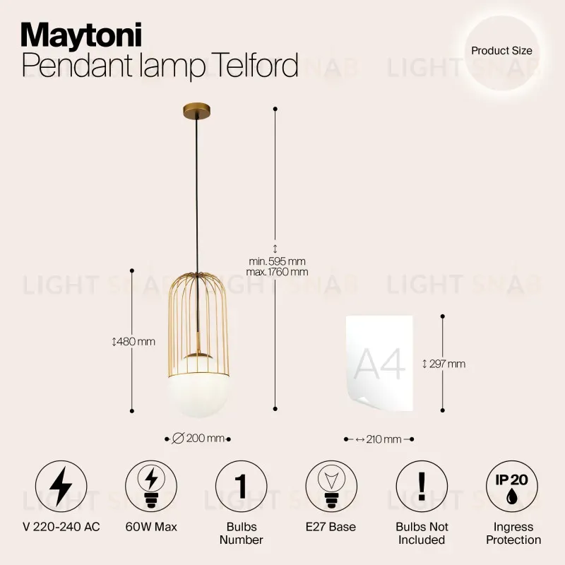 Подвесной светильник Maytoni P363PL-01G P363PL-01G