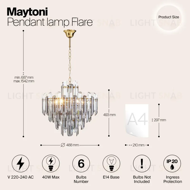 Каскадная люстра Maytoni DIA200PL-06G DIA200PL-06G