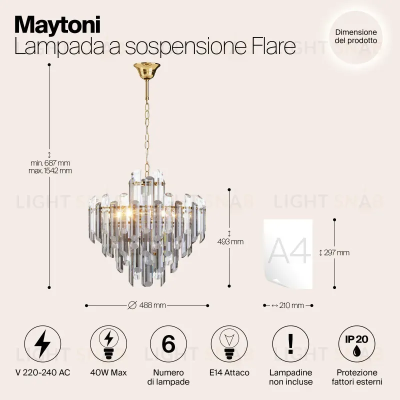 Каскадная люстра Maytoni DIA200PL-06G DIA200PL-06G