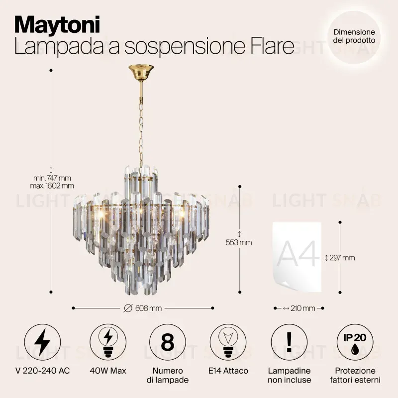 Каскадная люстра Maytoni DIA200PL-08G DIA200PL-08G