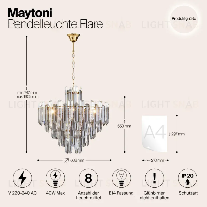 Каскадная люстра Maytoni DIA200PL-08G DIA200PL-08G