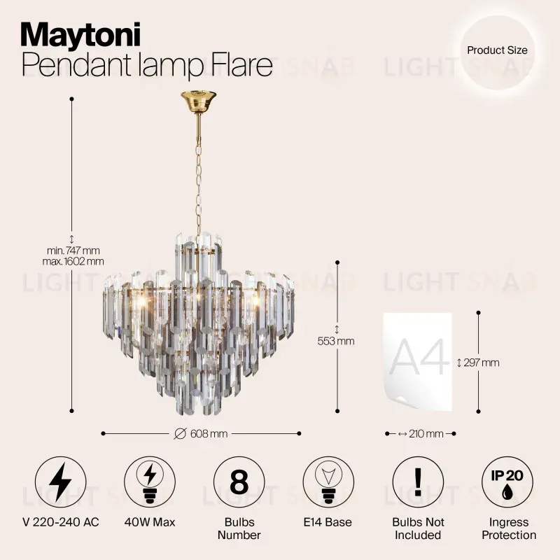 Каскадная люстра Maytoni DIA200PL-08G DIA200PL-08G