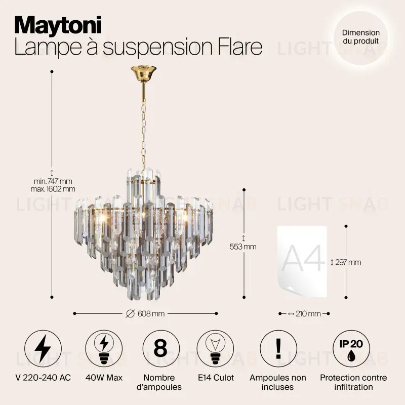 Каскадная люстра Maytoni DIA200PL-08G DIA200PL-08G