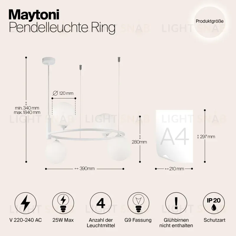 Подвесная люстра Maytoni MOD013PL-04W MOD013PL-04W
