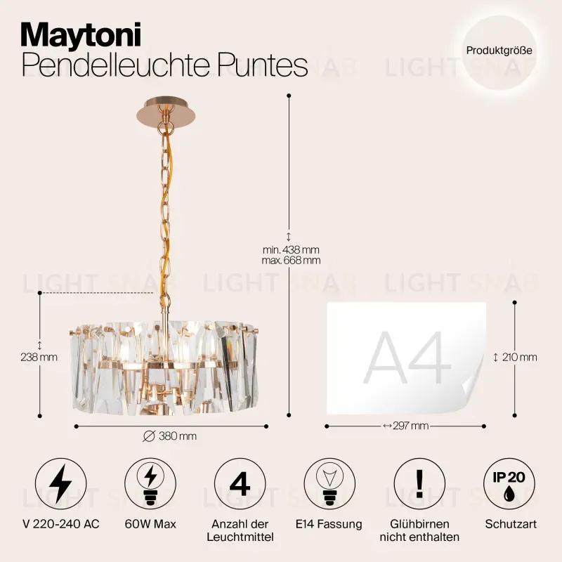 Подвесная люстра Maytoni MOD043PL-04G MOD043PL-04G
