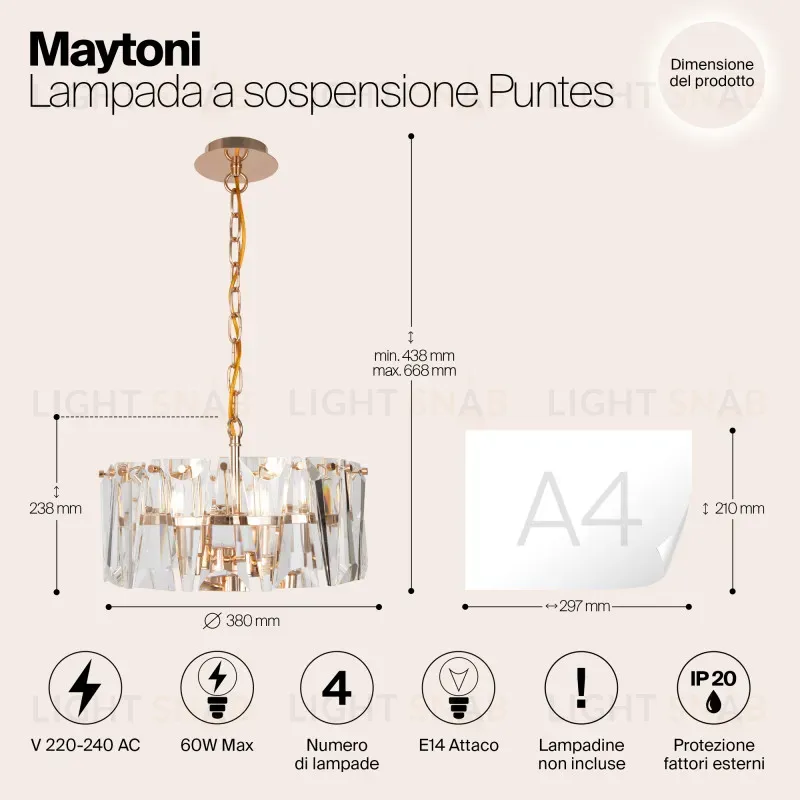 Подвесная люстра Maytoni MOD043PL-04G MOD043PL-04G