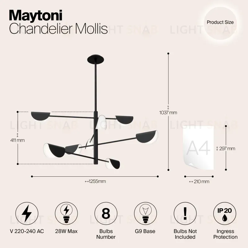 Люстра на штанге Maytoni MOD126PL-08B MOD126PL-08B