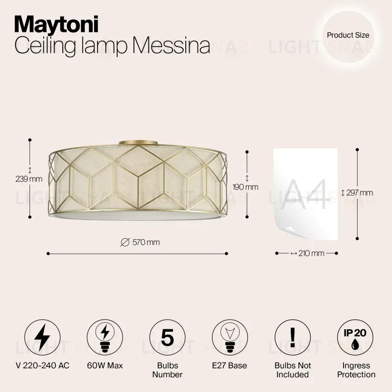 Накладная люстра Maytoni H223-PL-05-G H223-PL-05-G