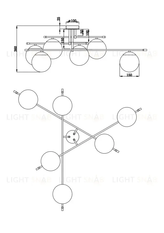 Люстра на штанге Maytoni MOD048CL-06G MOD048CL-06G