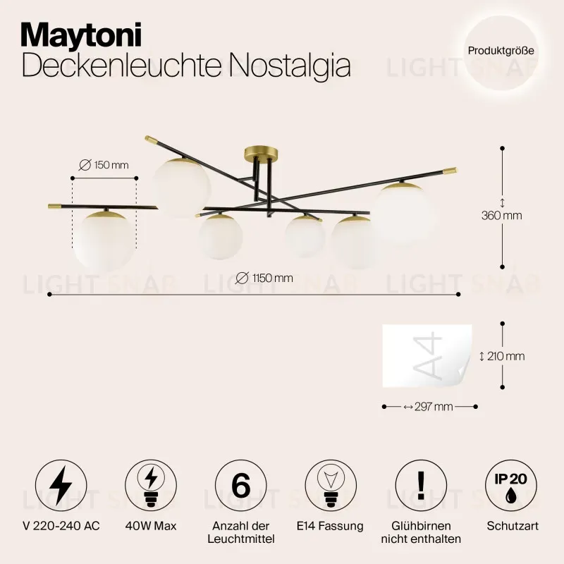 Люстра на штанге Maytoni MOD048CL-06G MOD048CL-06G