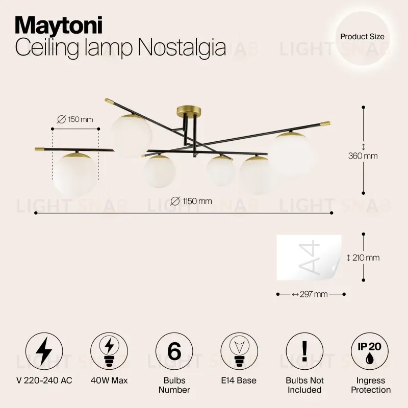 Люстра на штанге Maytoni MOD048CL-06G MOD048CL-06G