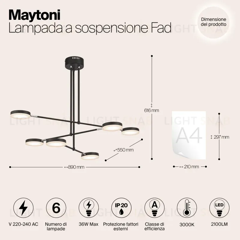Люстра на штанге Maytoni MOD070PL-L38B3K MOD070PL-L38B3K