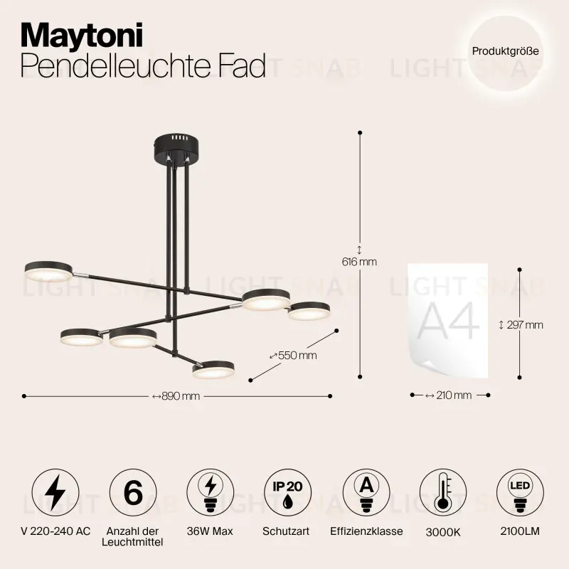 Люстра на штанге Maytoni MOD070PL-L38B3K MOD070PL-L38B3K