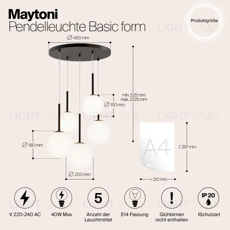 Люстра на штанге Maytoni MOD321PL-05B MOD321PL-05B