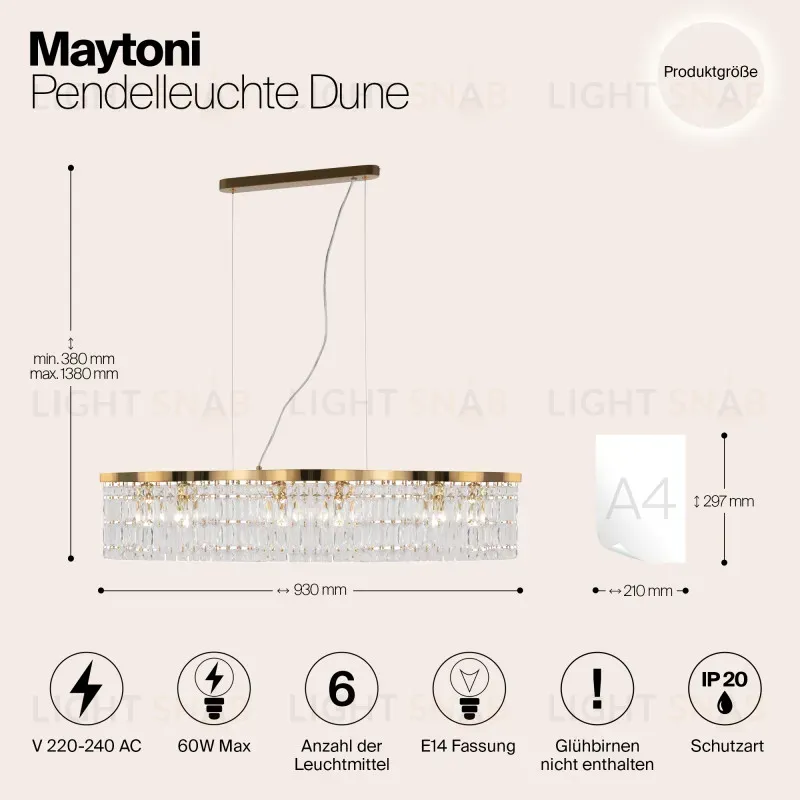 Подвесная люстра Maytoni DIA005PL-06G DIA005PL-06G